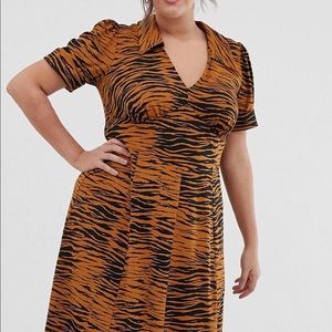 ASOS Design Curve animal print midi tea dress